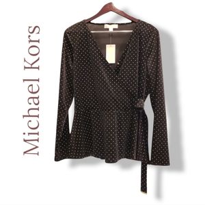 MICHAEL Michael Kors Velvet Peplum Faux Wrap Blouse